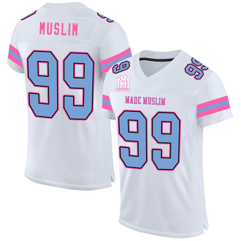 MADE MUSLIM 99 White with Pink & Blue Jersey – Limited Edition